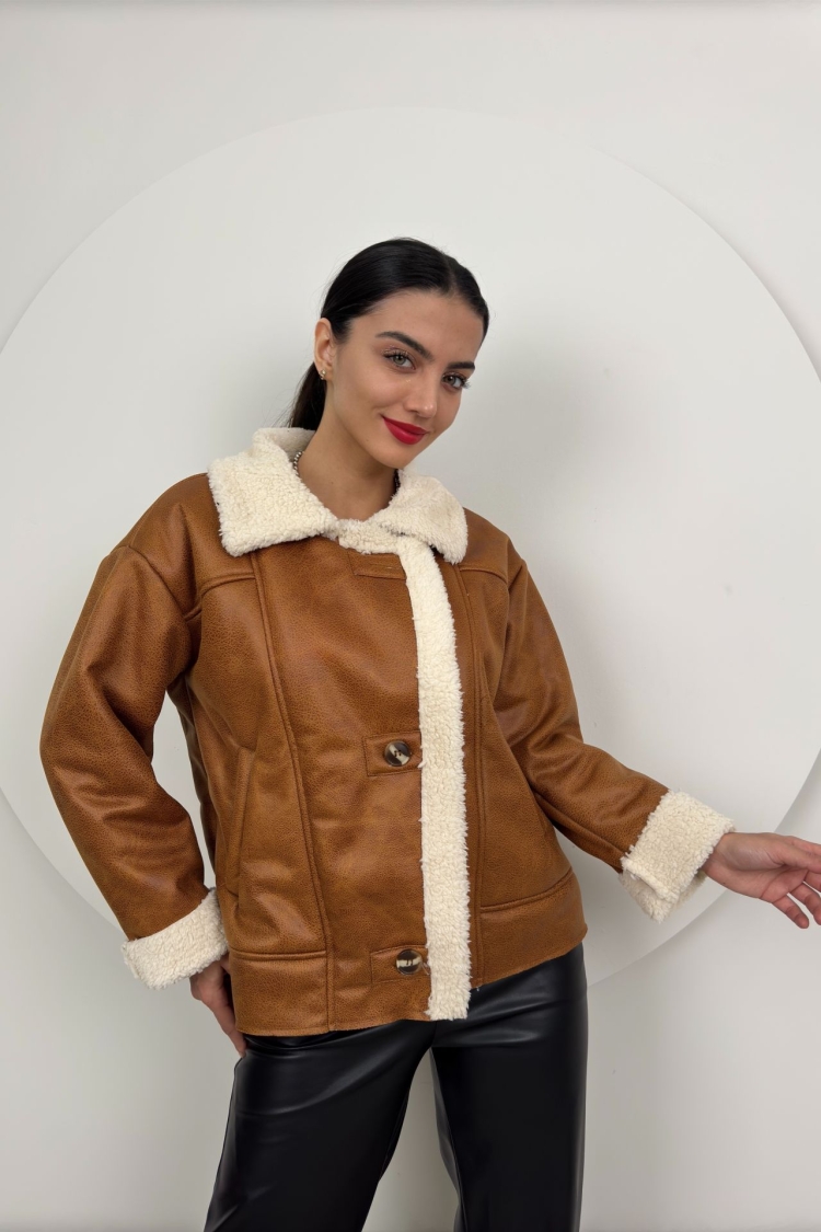 Oversize Plush Coat - Taba