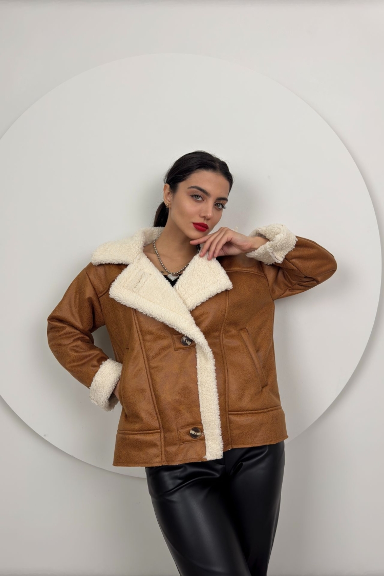 Oversize Plush Coat - Taba