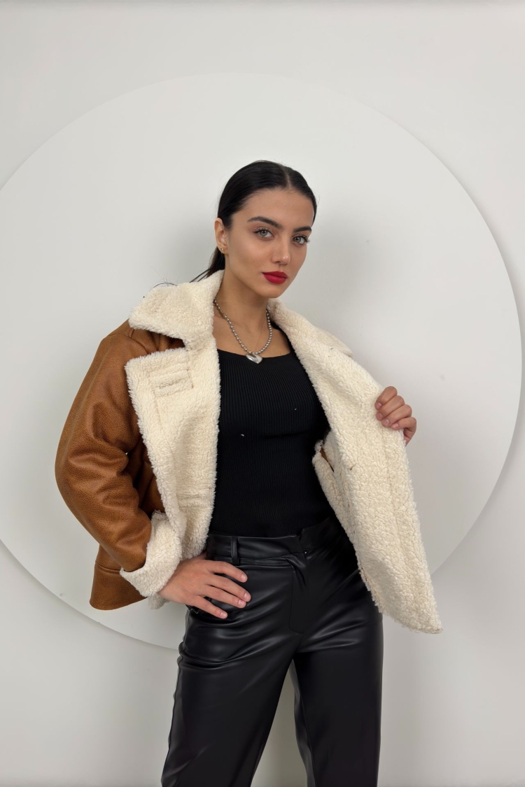 Oversize Plush Coat - Taba