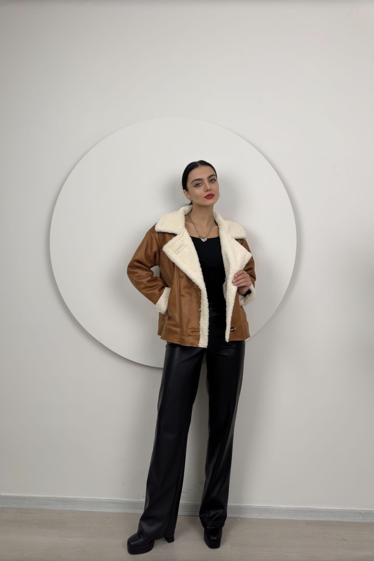 Oversize Plush Coat - Taba