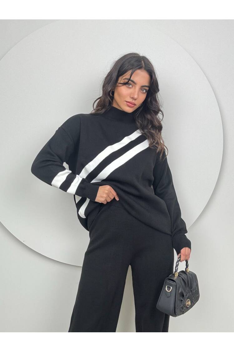 Striped Double Knitwear Set - Miss Janell - Globality Store - Women Clothes Wholesale Turkey