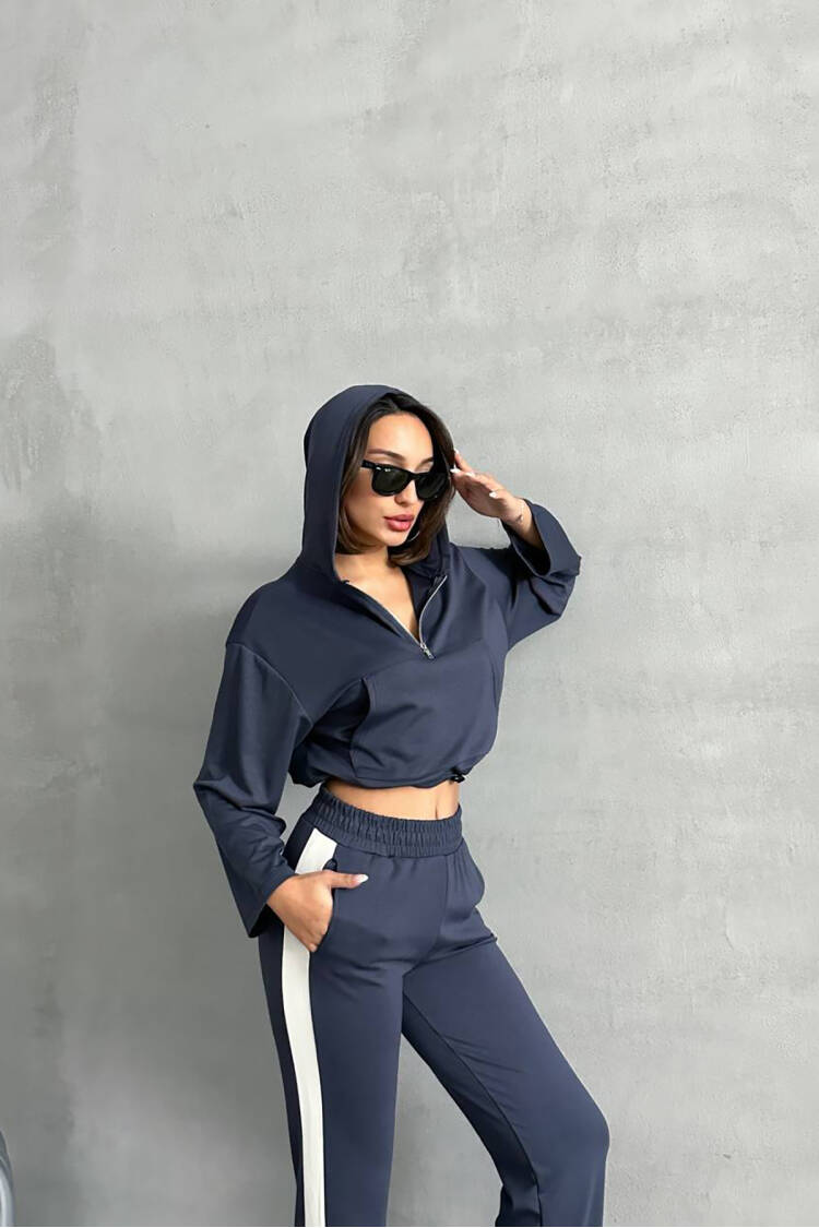 Crop Hoodie Tracksuit - Anthracite