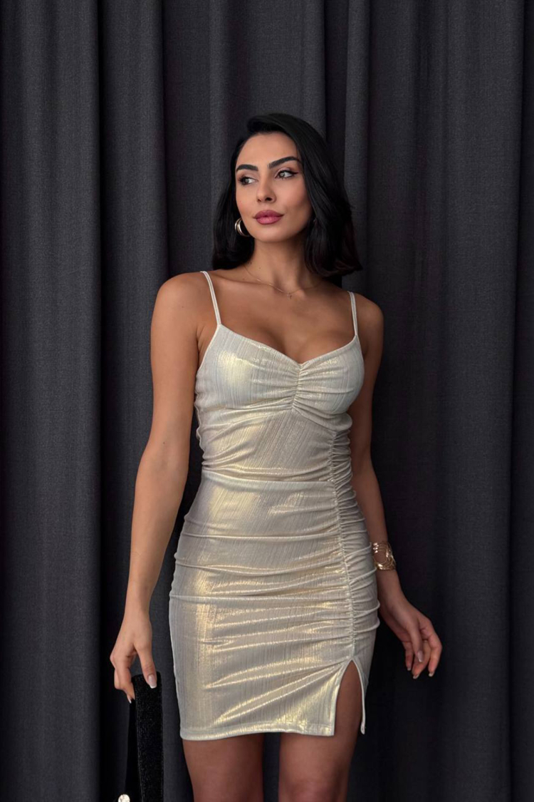 Mini Slit Dress With Rope Strap