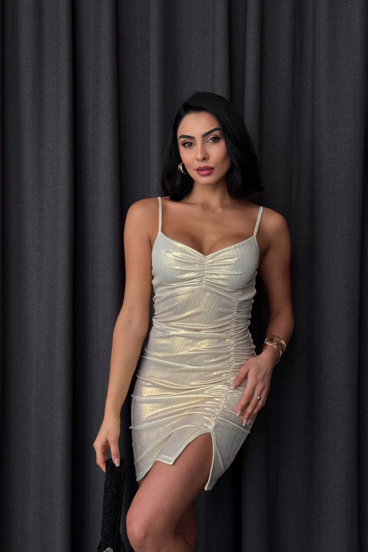 Mini Slit Dress With Rope Strap - Mode Roy - Globality Store - Women Clothes Wholesale Turkey