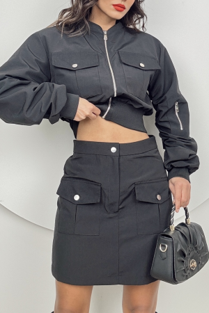 Bomber Set With Skirt - Miss Janell - Globality Store - Women Clothes Wholesale Turkey