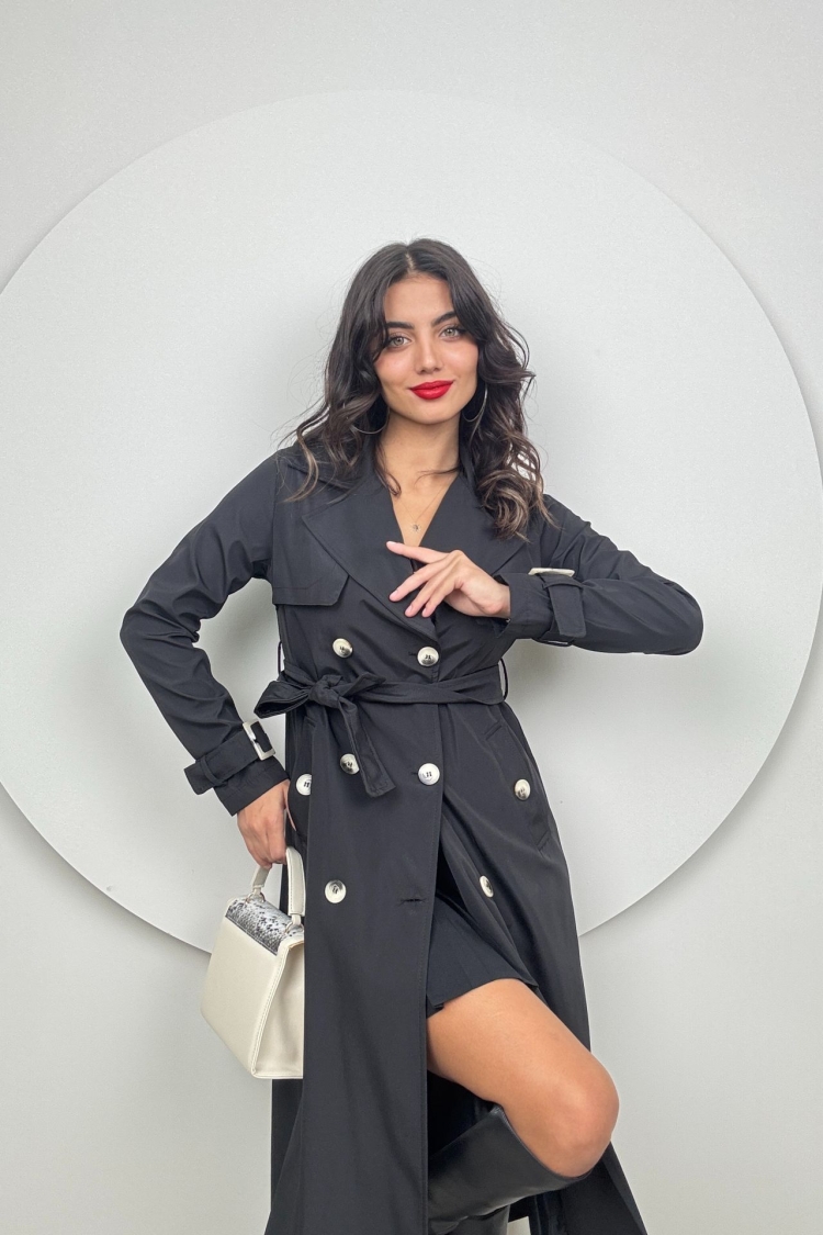 Lace-up Belt Trench Coat - Miss Janell - Globality Store - Women Clothes Wholesale Turkey