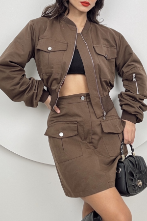 Bomber Set With Skirt - Miss Janell - Globality Store - Women Clothes Wholesale Turkey