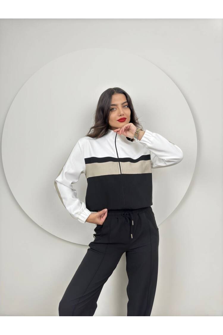 Banded Tracksuit Set - Black - Miss Janell - Globality Store - Women Clothes Wholesale Turkey