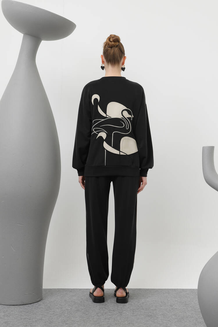 Swan Embroidered Tracksuit Set