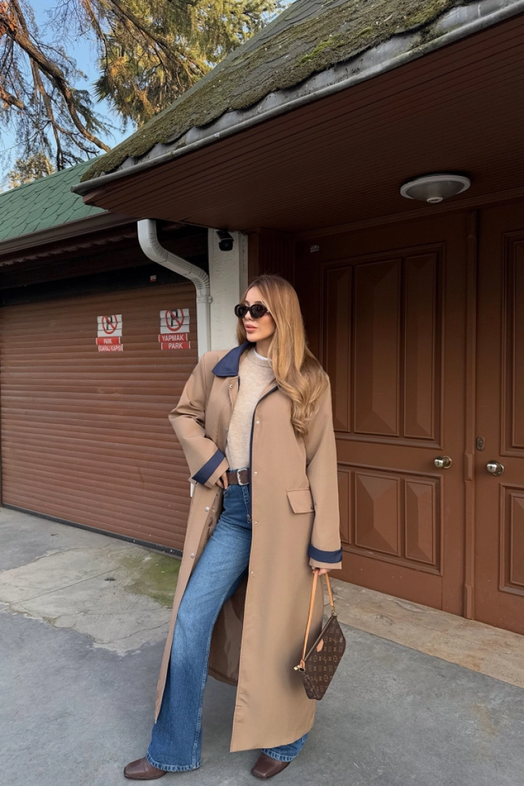 Button Detail Trench Coat