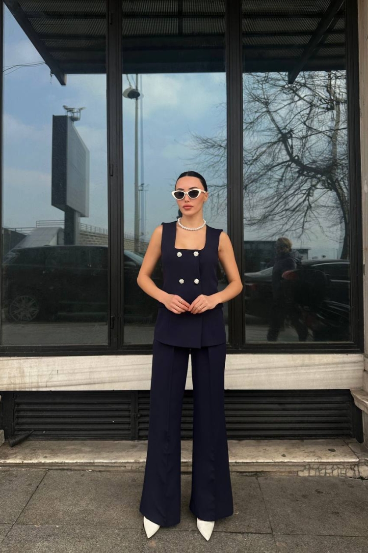 Suit - Navy - ESPADA - Globality Store - Women Clothes Wholesale Turkey