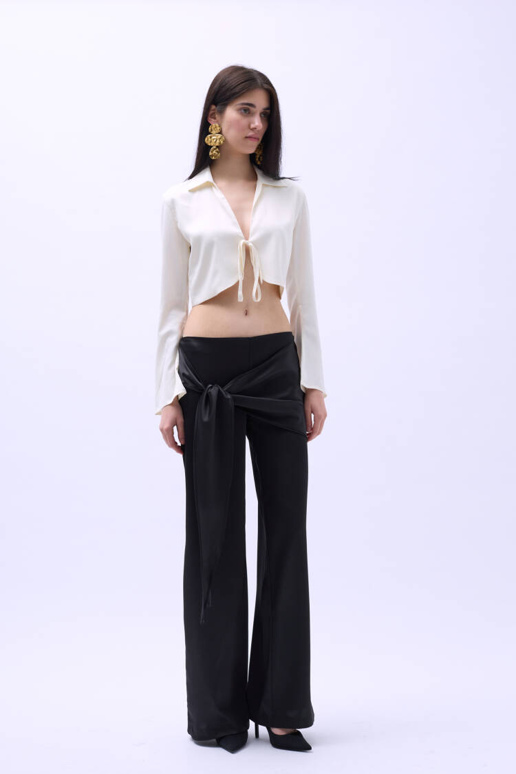 Front Tie Satin Trousers