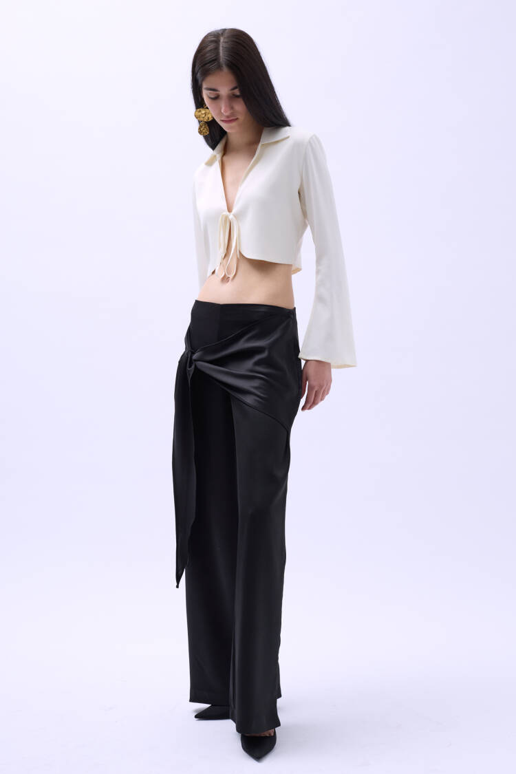 Front Tie Satin Trousers