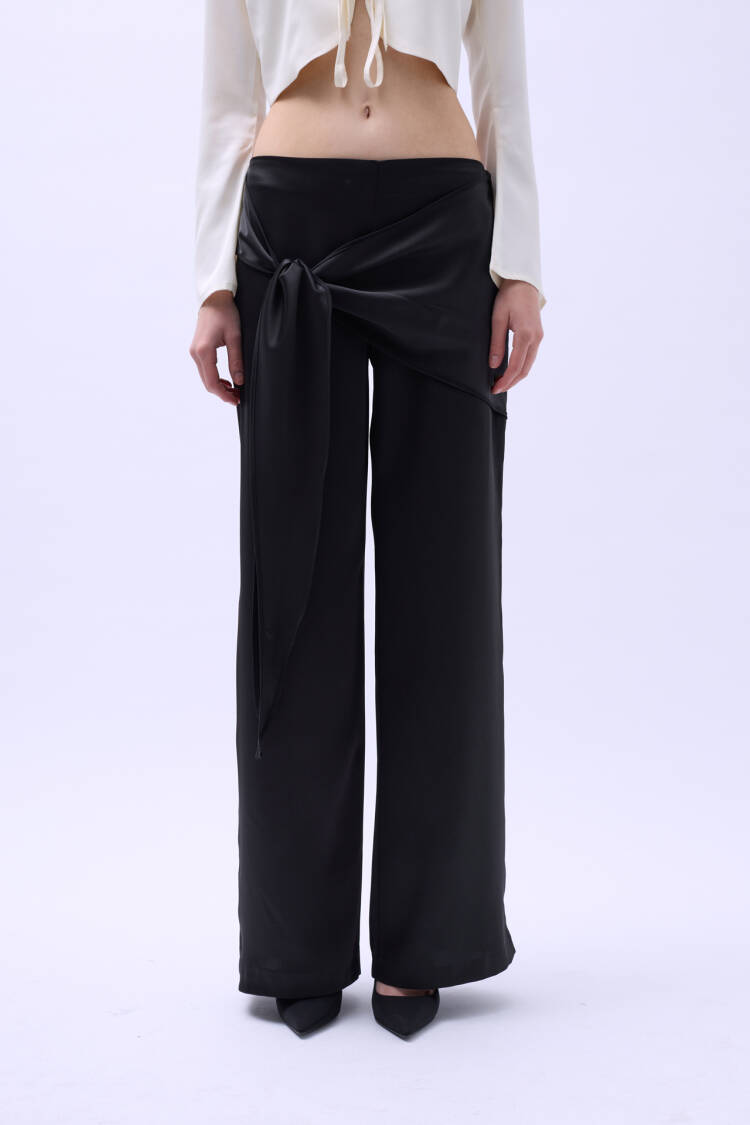 Front Tie Satin Trousers