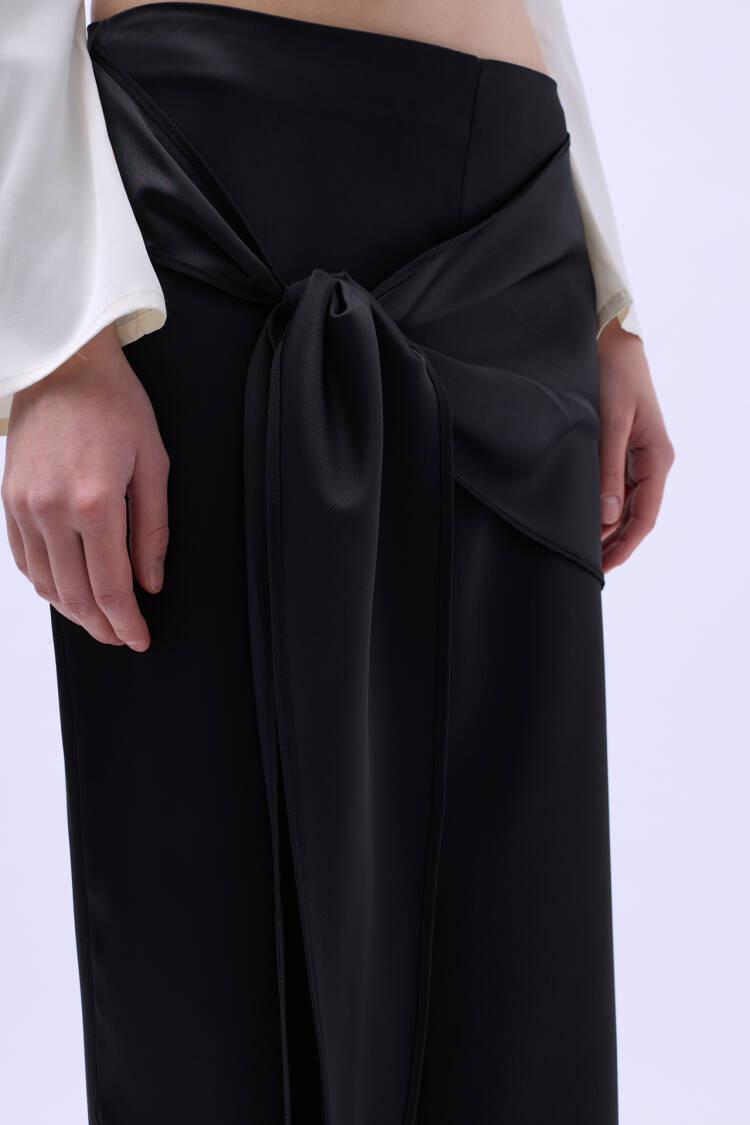 Front Tie Satin Trousers