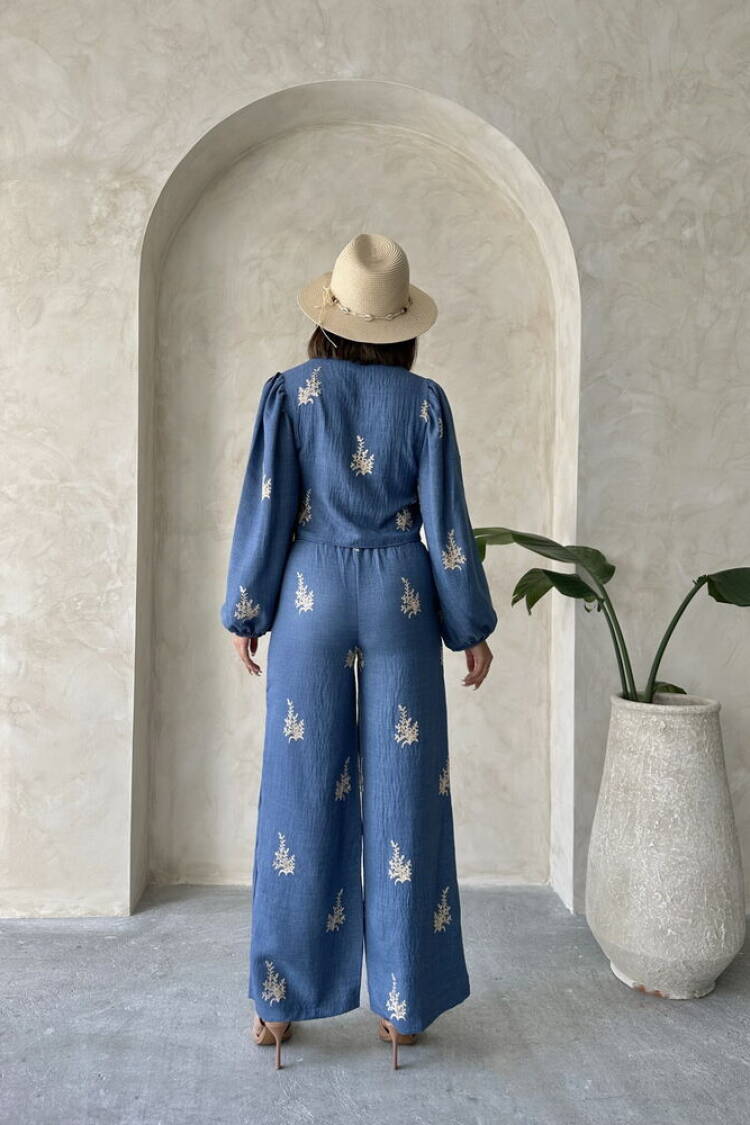 Wholesale Linen Pants With Embroidery Detail