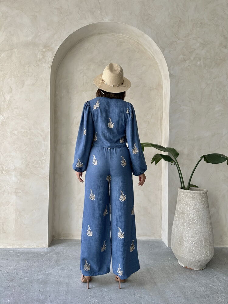 Wholesale Linen Pants With Embroidery Detail