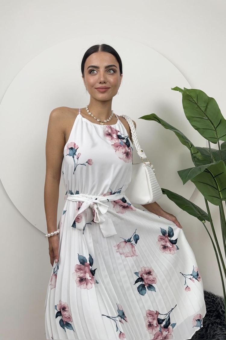 Rose Print Lace Dress - Multicolor - Miss Janell - Globality Store - Women Clothes Wholesale Turkey