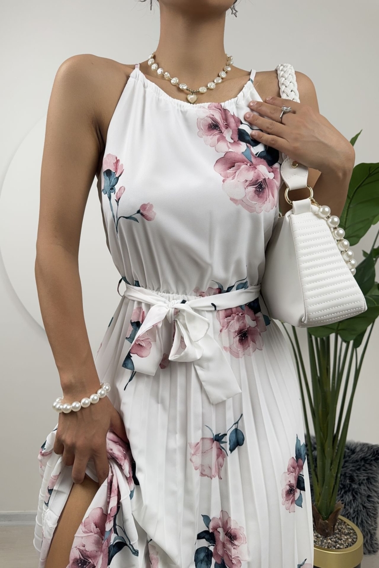 Rose Print Lace Dress - Multicolor