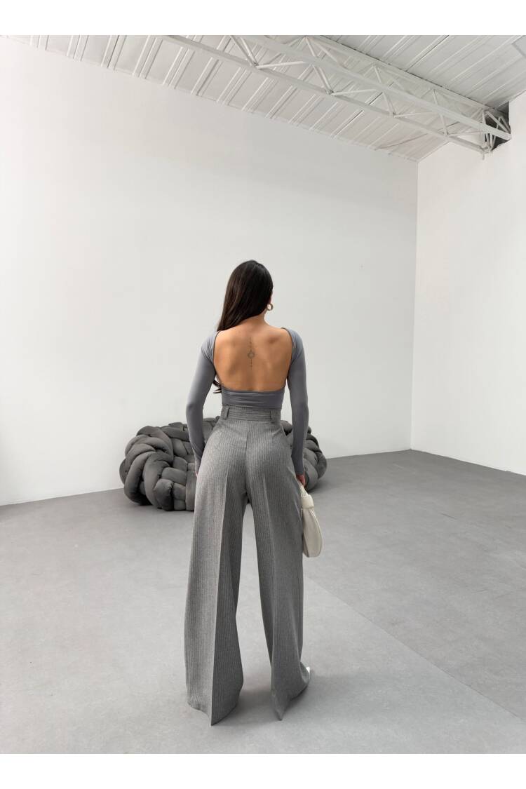 Sante Striped Waist Belt Palazzo Pants