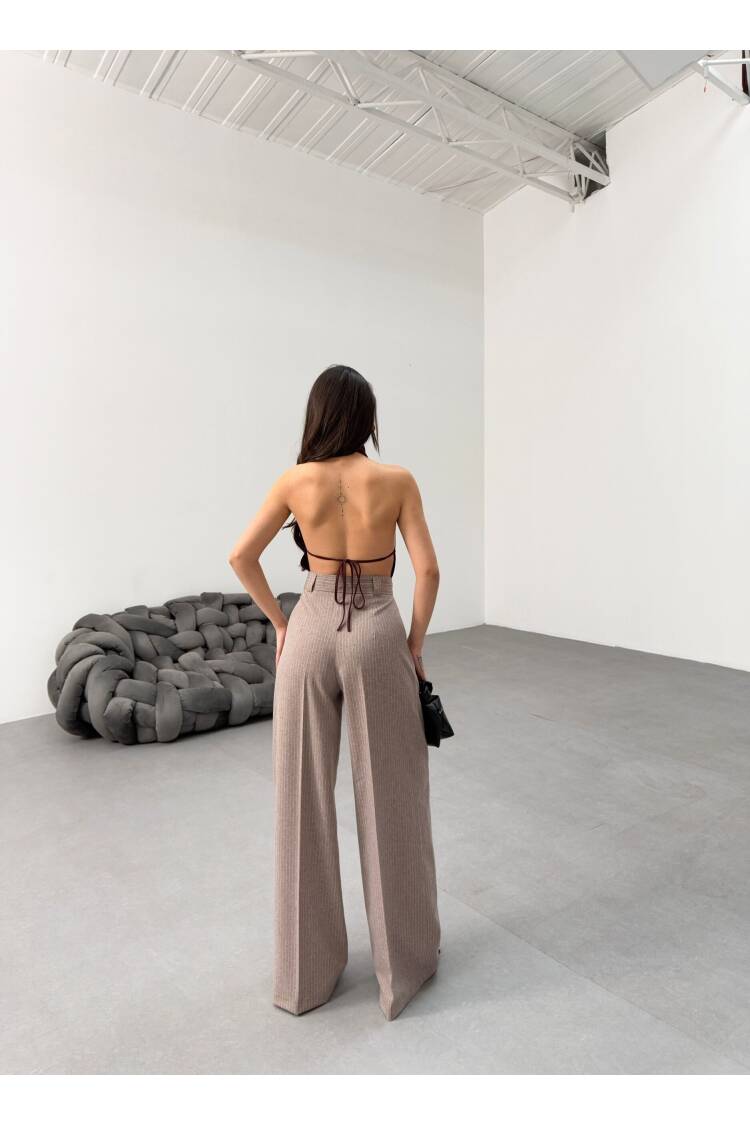Sante Striped Waist Belt Palazzo Pants