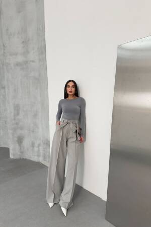 Sante Striped Waist Belt Palazzo Pants - Ouz Fashion - Globality Store - Women Clothes Wholesale Turkey