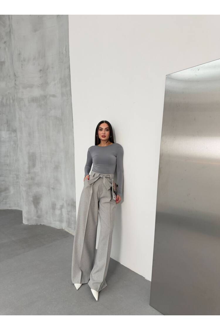 Sante Striped Waist Belt Palazzo Pants - Ouz Fashion - Globality Store - Women Clothes Wholesale Turkey