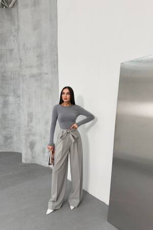 Sante Striped Waist Belt Palazzo Pants - Ouz Fashion - Globality Store - Women Clothes Wholesale Turkey