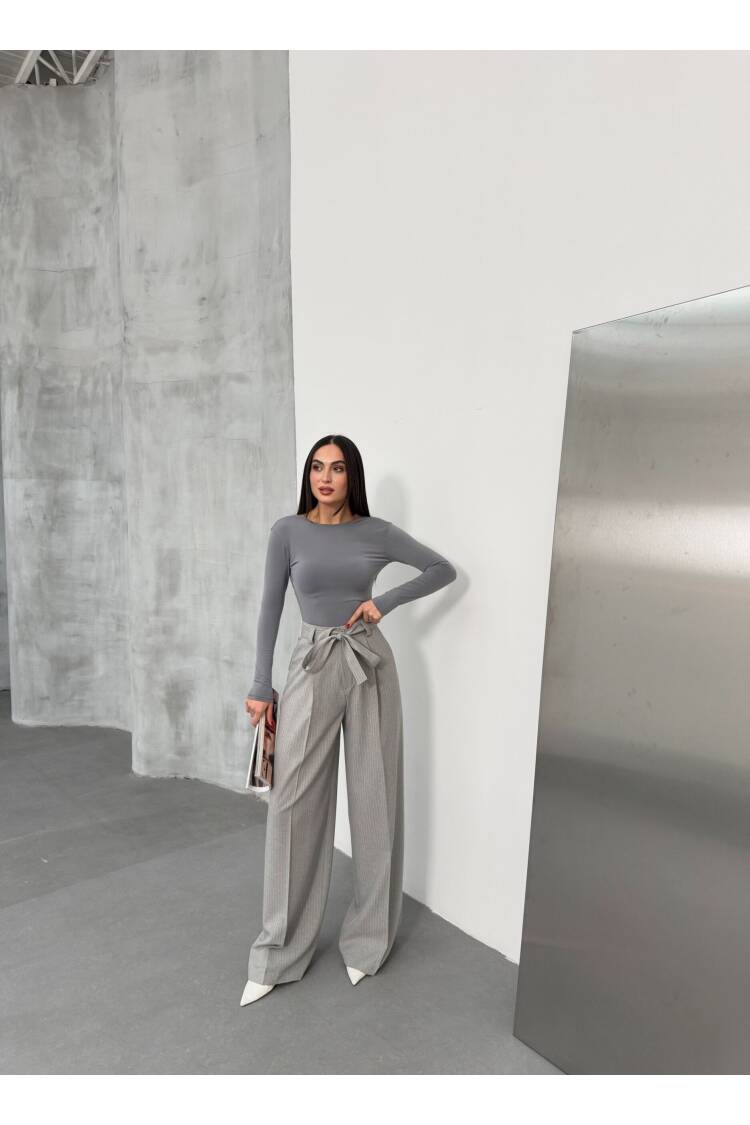 Sante Striped Waist Belt Palazzo Pants