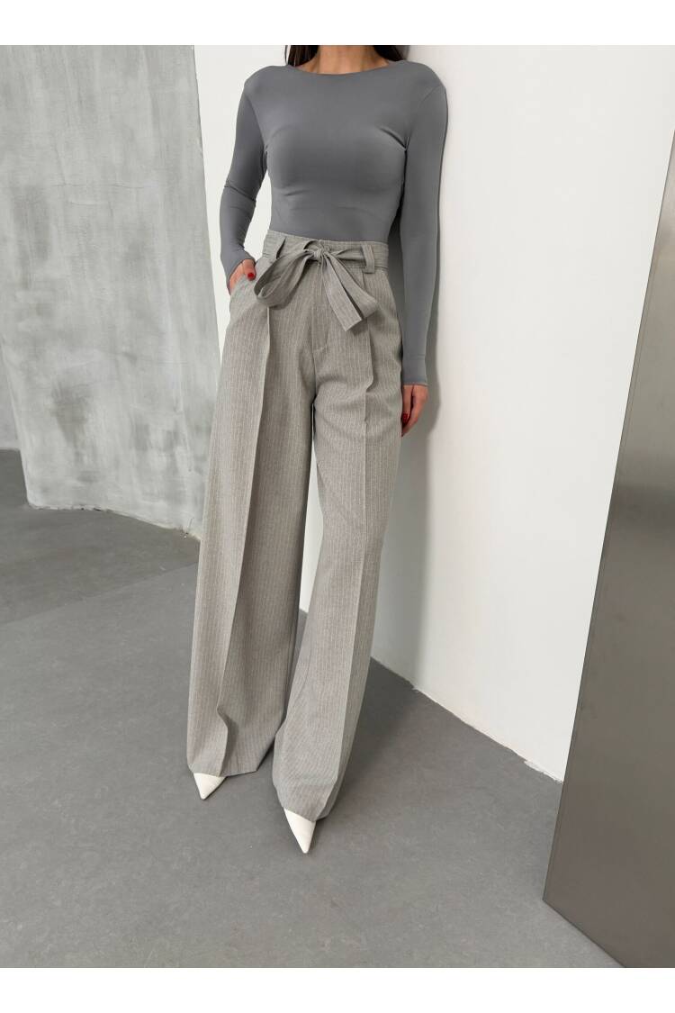 Sante Striped Waist Belt Palazzo Pants