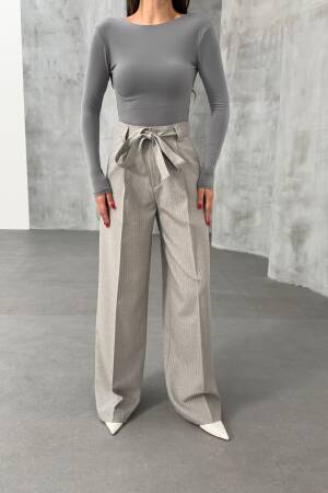 Sante Striped Waist Belt Palazzo Pants - Ouz Fashion - Globality Store - Women Clothes Wholesale Turkey