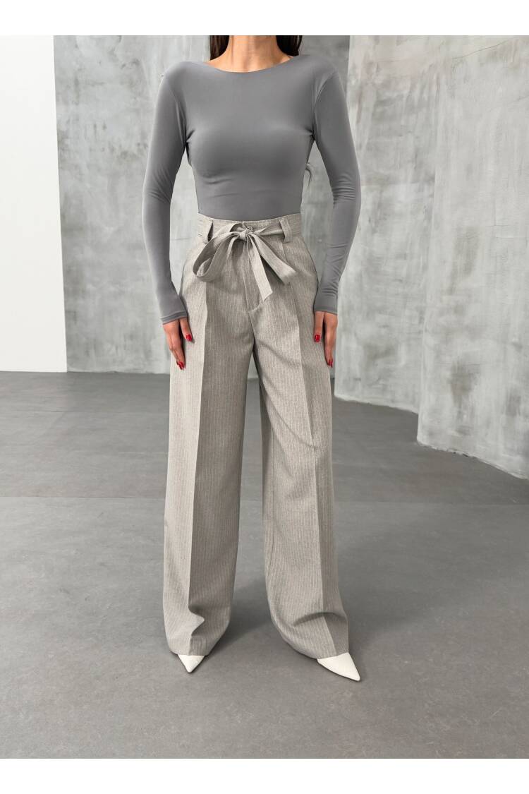 Sante Striped Waist Belt Palazzo Pants