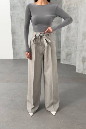 Sante Striped Waist Belt Palazzo Pants - Ouz Fashion - Globality Store - Women Clothes Wholesale Turkey