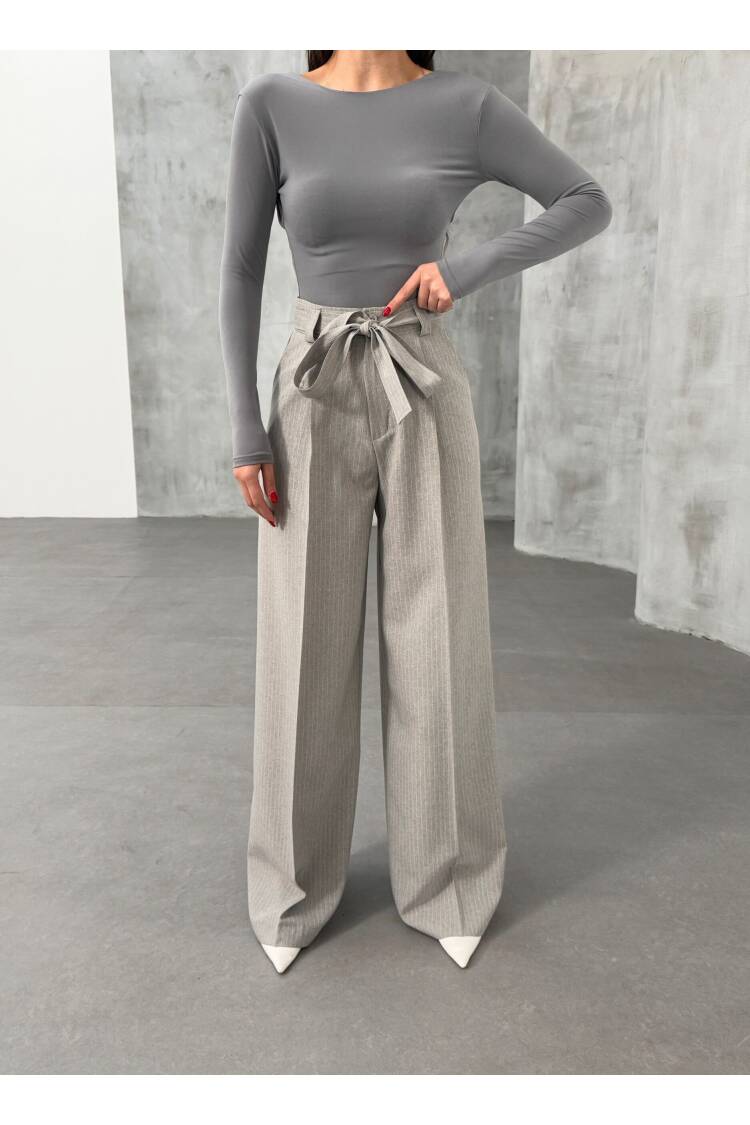 Sante Striped Waist Belt Palazzo Pants