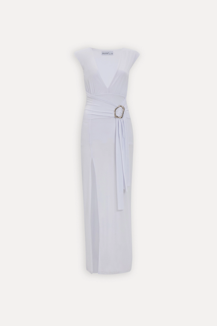 Basic Long Dress - White - EYYO ATELIER - Globality Store - Women Clothes Wholesale Turkey