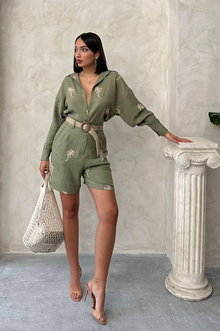 Embroidered Linen Shorts - Light