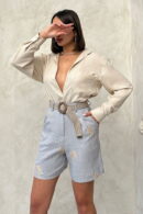 Embroidered Linen Shorts -