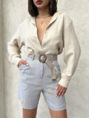 Embroidered Linen Shorts -