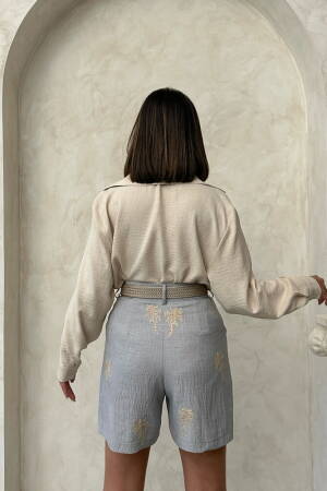 Embroidered Linen Shorts -