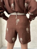 Embroidered Linen Shorts - Topshow - Globality Store - Women Clothes Wholesale Turkey