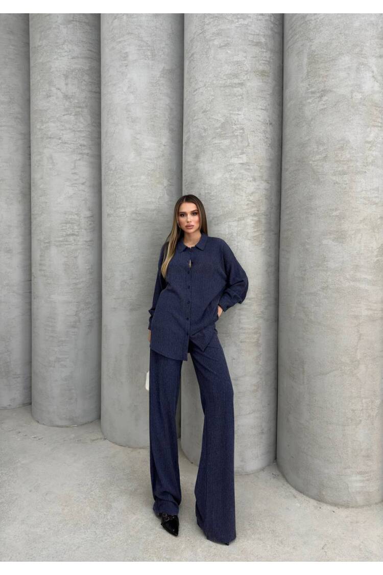 Tree Bark Pattern Gomlek Set - Ezgi Nisantasi - Globality Store - Women Clothes Wholesale Turkey