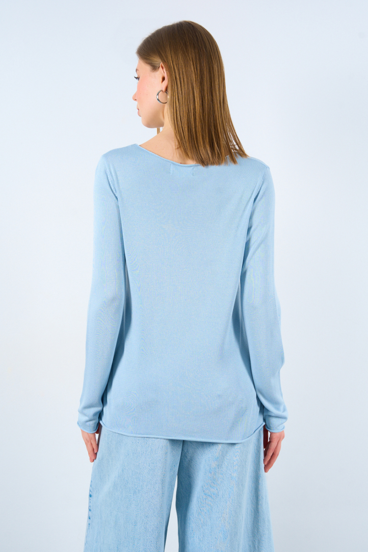 Plain Open Collar Sweater