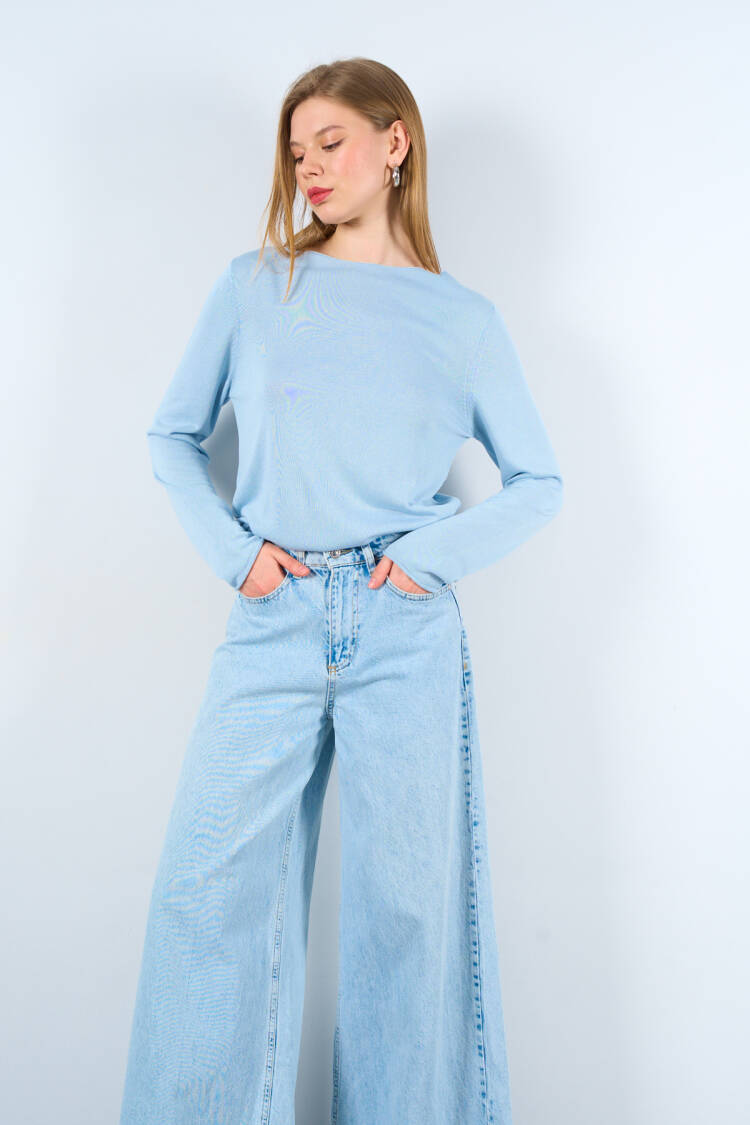 Plain Open Collar Sweater - Qustyle - Globality Store - Women Clothes Wholesale Turkey