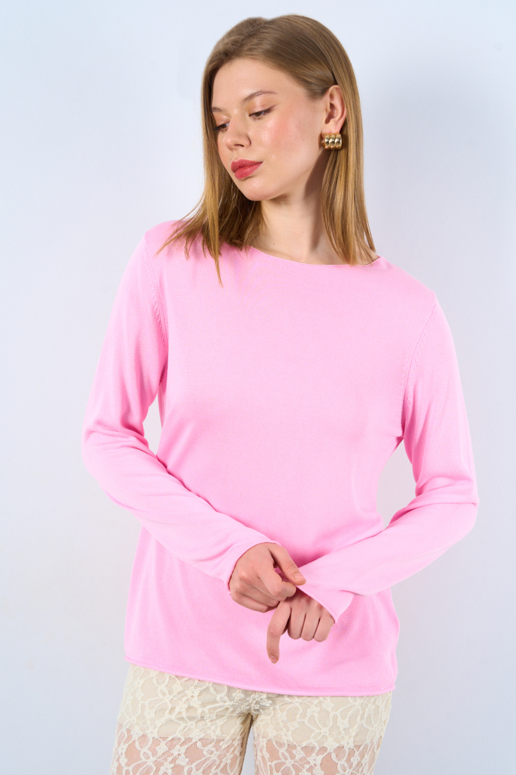 Plain Open Collar Sweater