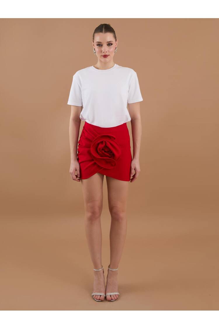 Floral Detail Mini Skirt - Juste - Globality Store - Women Clothes Wholesale Turkey