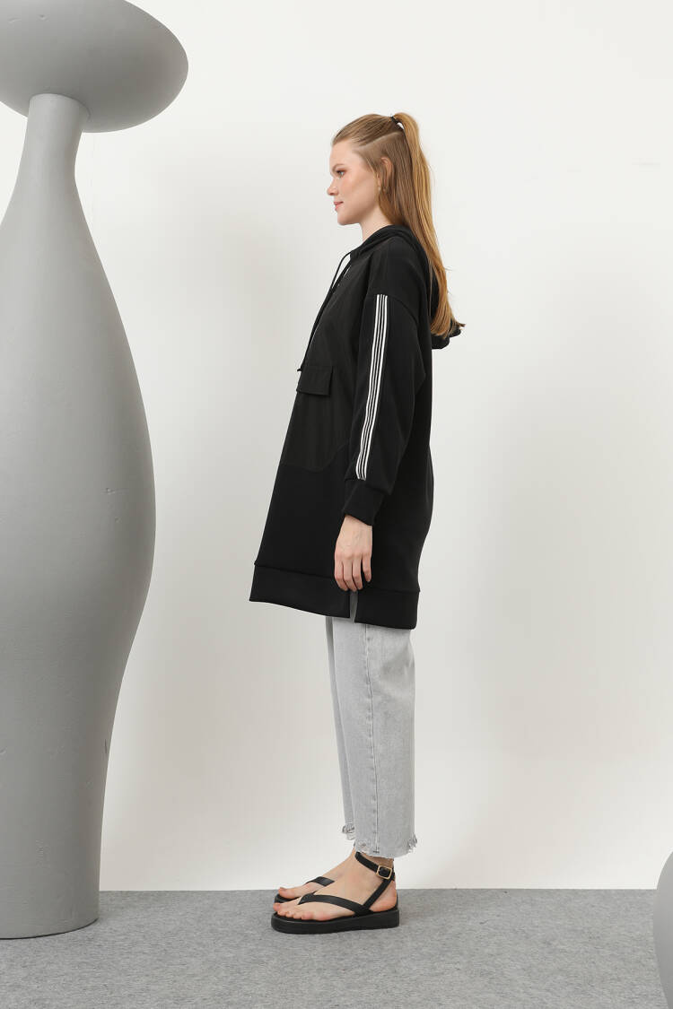 Women's Front Zipper Detailed Hooded Tunic