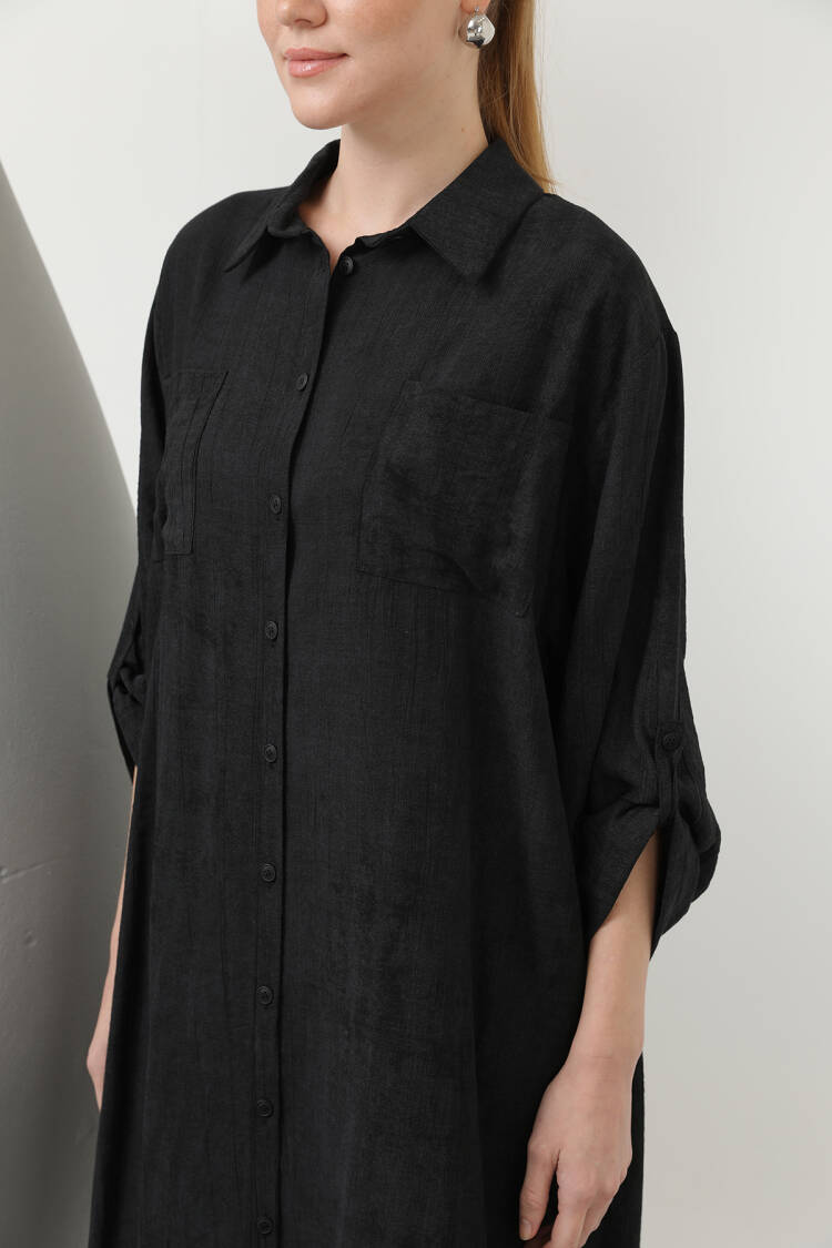 Women's Front Pocket Detailed Back Ribbed Long Tunic