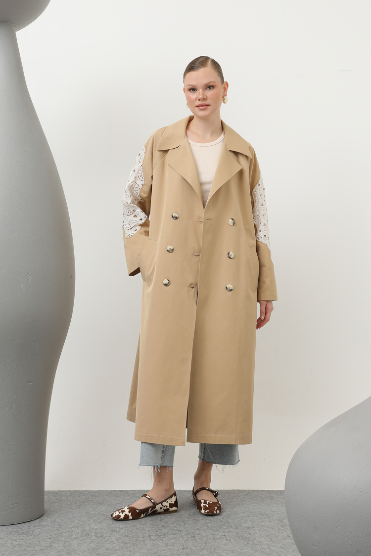 Women's Lace Detailed Trench - SOUL - Globality Store - Women Clothes Wholesale Turkey