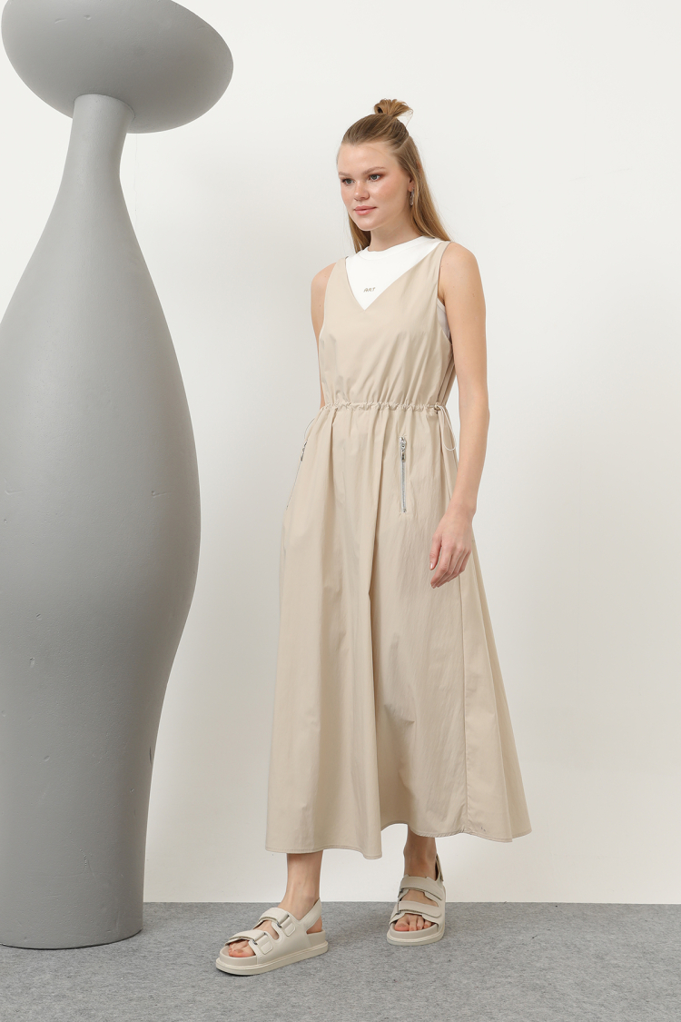EMBROIDERY DETAILED DRESS WITH ELASTIC WAIST - SOUL - Globality Store - Women Clothes Wholesale Turkey