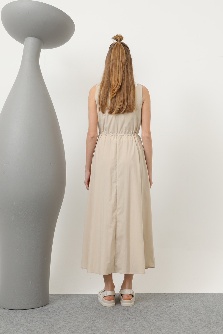 EMBROIDERY DETAILED DRESS WITH ELASTIC WAIST